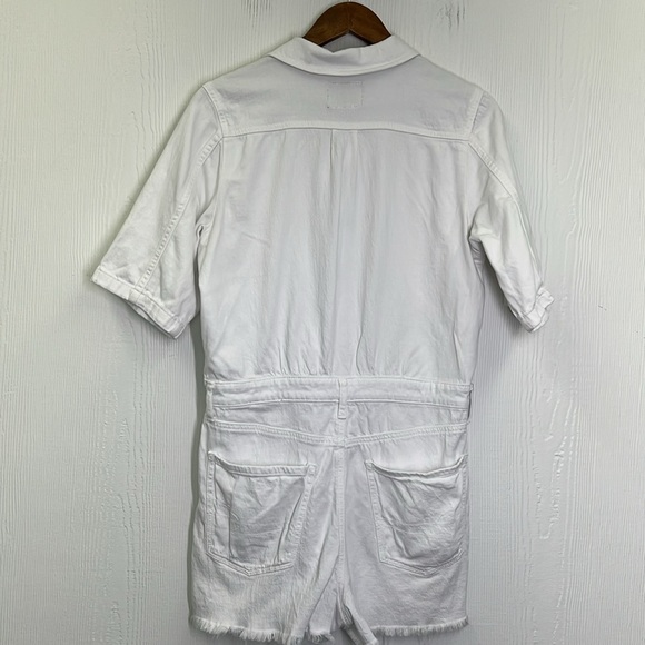 American Eagle - White Denim Coverall Button Down Short Sleeve Short Romper Med - Picture 13 of 14